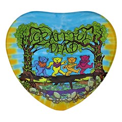 Dancing Bears Grateful Dead Heart Glass Fridge Magnet (4 Pack) by Cendanart