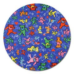 Grateful Dead Bears Pattern Magnet 5  (round) by Cendanart