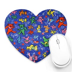 Grateful Dead Bears Pattern Heart Mousepad by Cendanart