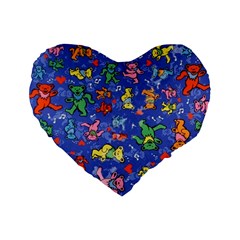 Grateful Dead Bears Pattern Standard 16  Premium Heart Shape Cushions by Cendanart