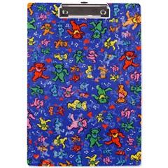 Grateful Dead Bears Pattern A4 Acrylic Clipboard by Cendanart