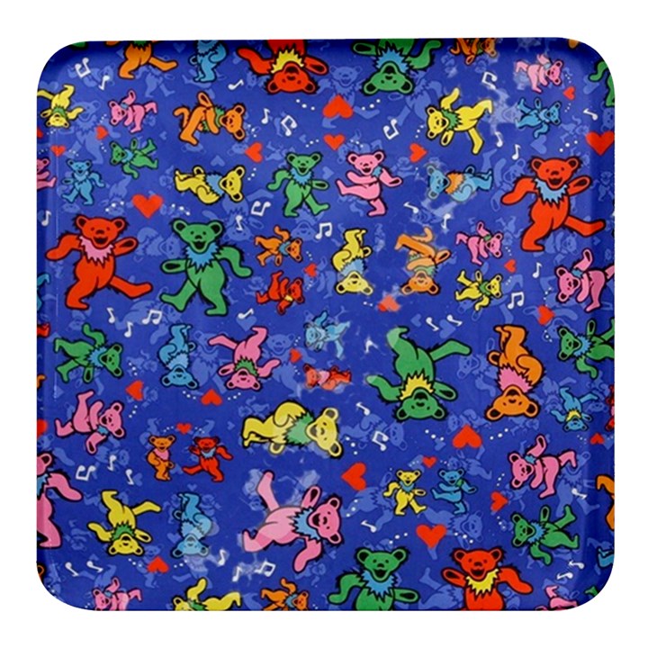 Grateful Dead Bears Pattern Square Glass Fridge Magnet (4 pack)