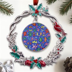 Grateful Dead Bears Pattern Metal X mas Wreath Holly Leaf Ornament by Cendanart