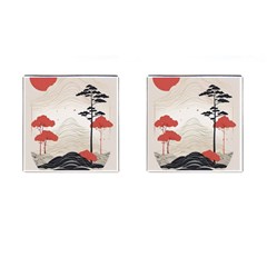 Japanese Nature Spring Garden Cufflinks (square)