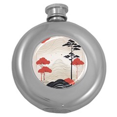 Japanese Nature Spring Garden Round Hip Flask (5 Oz) by Ndabl3x