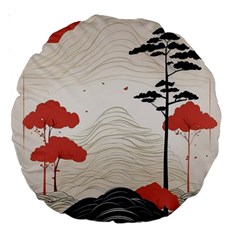 Japanese Nature Spring Garden Large 18  Premium Round Cushions by Ndabl3x