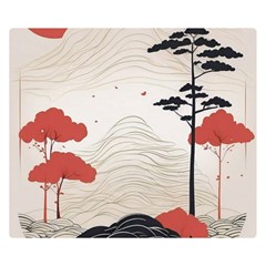 Japanese Nature Spring Garden Two Sides Premium Plush Fleece Blanket (small) by Ndabl3x