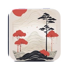 Japanese Nature Spring Garden Square Metal Box (black) by Ndabl3x