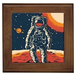 Vintage Retro Space Posters Astronaut Framed Tile Front