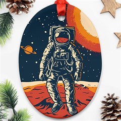 Vintage Retro Space Posters Astronaut Ornament (oval)