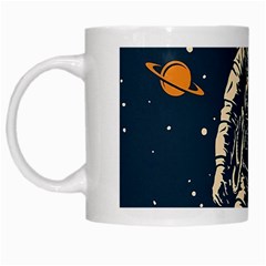 Vintage Retro Space Posters Astronaut White Mug by Sarkoni