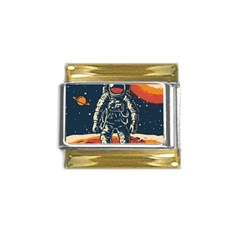 Vintage Retro Space Posters Astronaut Gold Trim Italian Charm (9mm) by Sarkoni