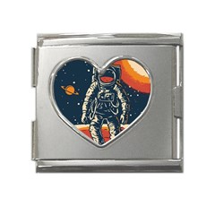 Vintage Retro Space Posters Astronaut Mega Link Heart Italian Charm (18mm) by Sarkoni