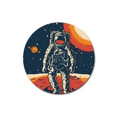 Vintage Retro Space Posters Astronaut Magnet 3  (round) by Sarkoni