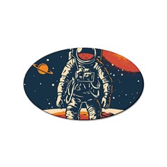 Vintage Retro Space Posters Astronaut Sticker Oval (10 Pack)