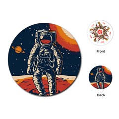 Vintage Retro Space Posters Astronaut Playing Cards Single Design (round)