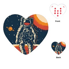 Vintage Retro Space Posters Astronaut Playing Cards Single Design (heart)