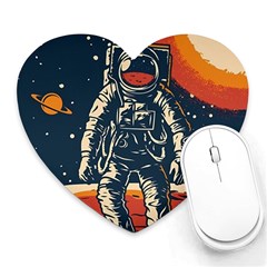 Vintage Retro Space Posters Astronaut Heart Mousepad by Sarkoni