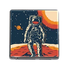 Vintage Retro Space Posters Astronaut Memory Card Reader (square 5 Slot) by Sarkoni