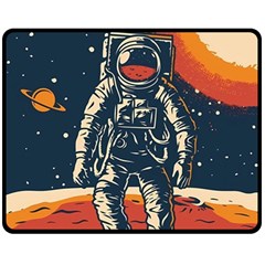 Vintage Retro Space Posters Astronaut Fleece Blanket (medium) by Sarkoni