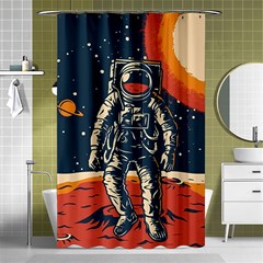 Vintage Retro Space Posters Astronaut Shower Curtain 48  X 72  (small)  by Sarkoni