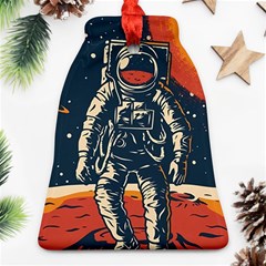 Vintage Retro Space Posters Astronaut Bell Ornament (two Sides) by Sarkoni