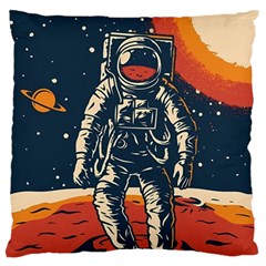 Vintage Retro Space Posters Astronaut Large Cushion Case (one Side) by Sarkoni