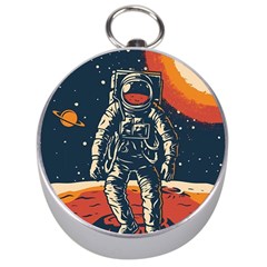 Vintage Retro Space Posters Astronaut Silver Compasses by Sarkoni