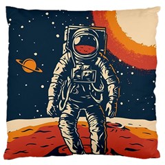 Vintage Retro Space Posters Astronaut Standard Premium Plush Fleece Cushion Case (one Side) by Sarkoni