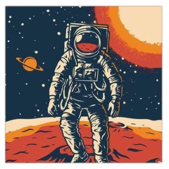 Vintage Retro Space Posters Astronaut Square Satin Scarf (36  X 36 ) by Sarkoni