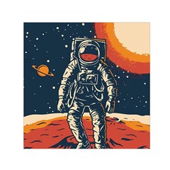 Vintage Retro Space Posters Astronaut Square Satin Scarf (30  X 30 ) by Sarkoni