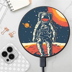 Vintage Retro Space Posters Astronaut Wireless Fast Charger(black) by Sarkoni