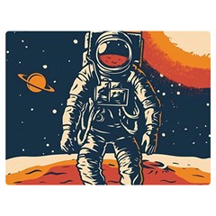 Vintage Retro Space Posters Astronaut Premium Plush Fleece Blanket (extra Small) by Sarkoni