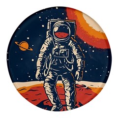 Vintage Retro Space Posters Astronaut Round Glass Fridge Magnet (4 Pack) by Sarkoni