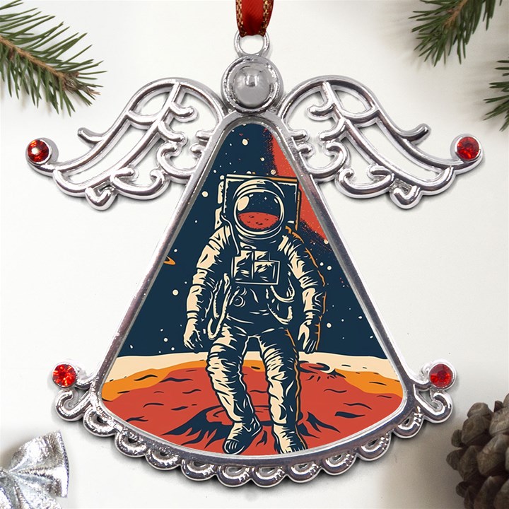 Vintage Retro Space Posters Astronaut Metal Angel with Crystal Ornament