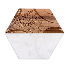 Converge Diverge Mingle Mix Divide Marble Wood Coaster (hexagon) 