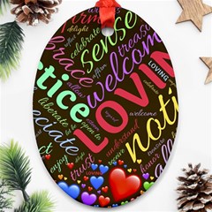 Loving Practice Agape Heart Oval Ornament (two Sides) by Paksenen