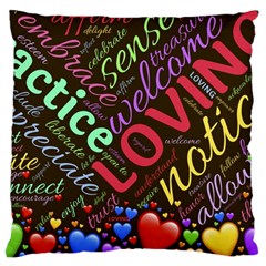 Loving Practice Agape Heart Large Cushion Case (two Sides) by Paksenen