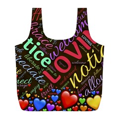 Loving Practice Agape Heart Full Print Recycle Bag (l) by Paksenen