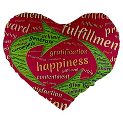 Fulfillment Satisfaction Happiness Large 19  Premium Heart Shape Cushions by Paksenen