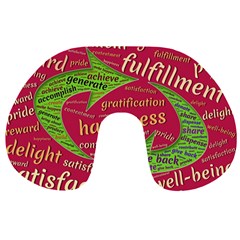 Fulfillment Satisfaction Happiness Travel Neck Pillow by Paksenen