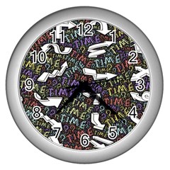 Mental Emojis Emoticons Icons Wall Clock (silver) by Paksenen