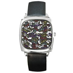 Mental Emojis Emoticons Icons Square Metal Watch by Paksenen