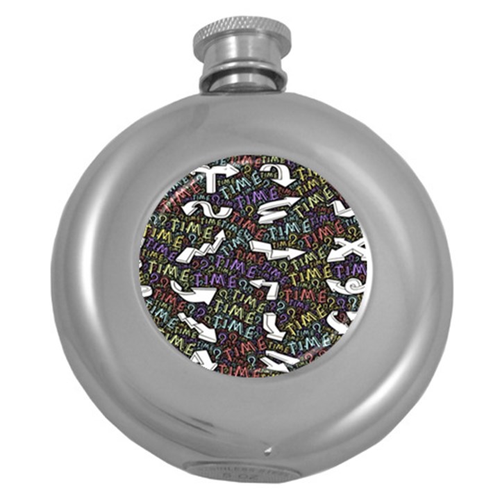 Time Nonlinear Curved Undirected Round Hip Flask (5 oz)