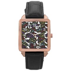 Time Nonlinear Curved Undirected Rose Gold Leather Watch  by Paksenen