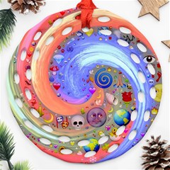 Swirl Vortex Emoji Cyclone Motion Ornament (round Filigree) by Paksenen