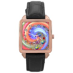 Swirl Vortex Emoji Cyclone Motion Rose Gold Leather Watch  by Paksenen