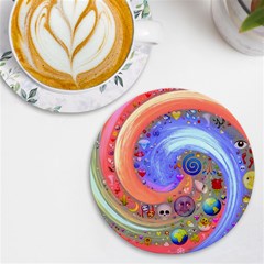 Swirl Vortex Emoji Cyclone Motion Uv Print Round Tile Coaster by Paksenen