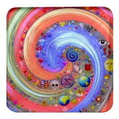 Swirl Vortex Emoji Cyclone Motion Square Glass Fridge Magnet (4 Pack) by Paksenen