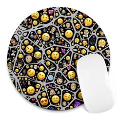 Mental Emojis Emoticons Icons Round Mousepad by Paksenen